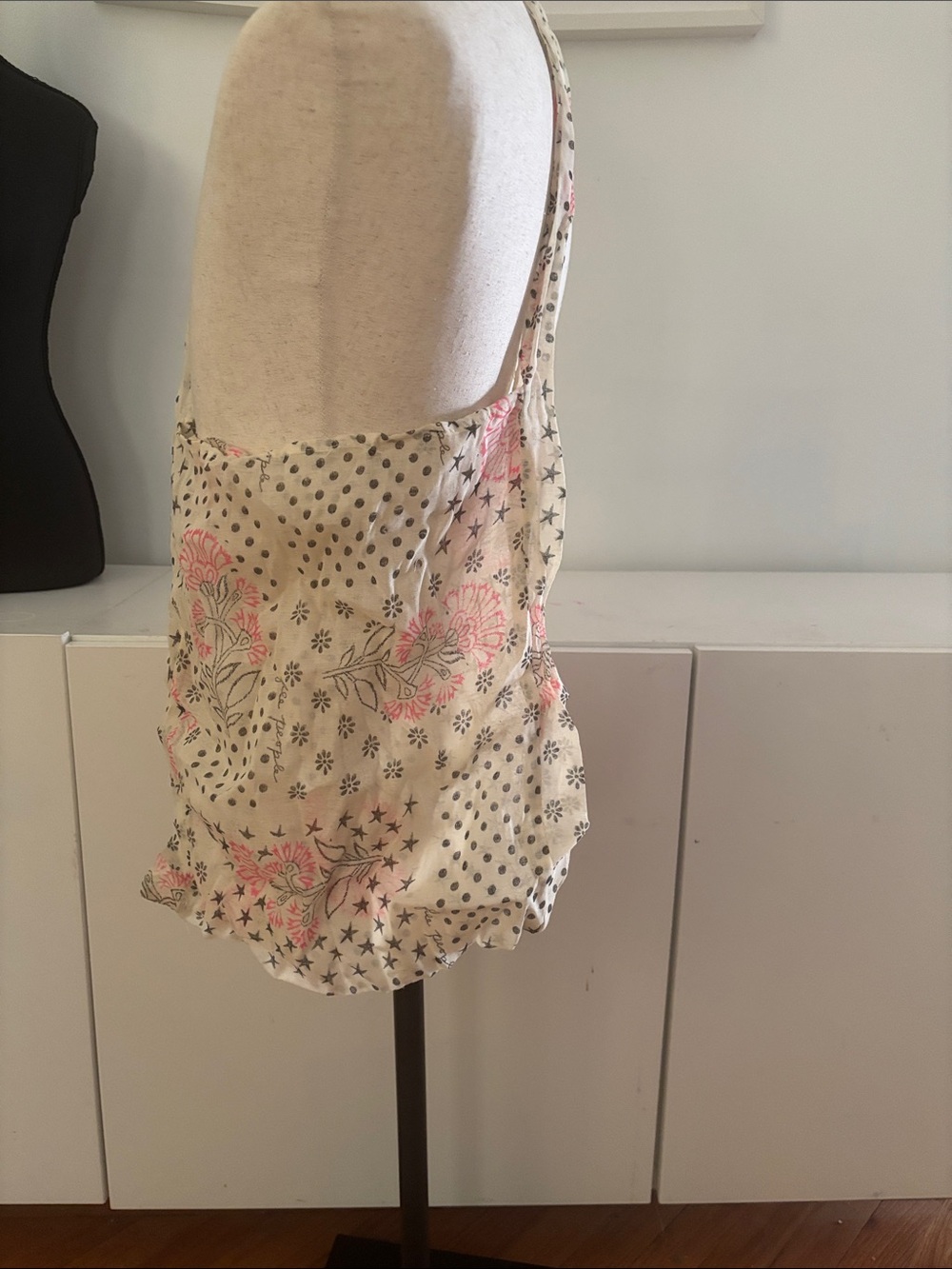 Floral Pattern Cream and Pink Women's Shoulder Bag